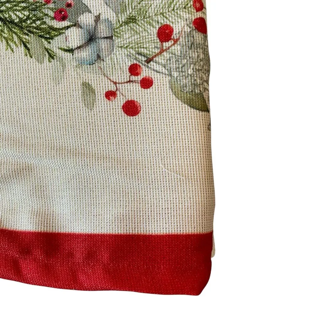 Max Studio Christmas Red Bows & Holly Holiday Tablecloth Oblong 60x120 New